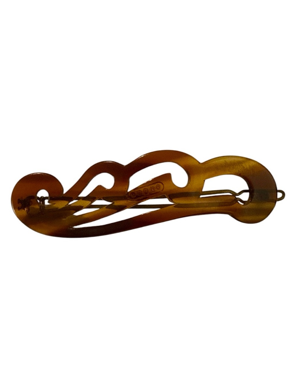 Vintage Charles Wahba Carved Tortoiseshell Hair Clip Barrette, 3.5” Long, Unworn
